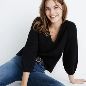 Madewell Women's Black V-neck Sweater Top Size XS
